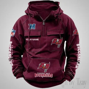 Tampa Bay Buccaneers Fashionable Outerwear Men's Autumn Winter Hooded Sweatshirt Cool Motorcycle Shirt AZVMHD1051
