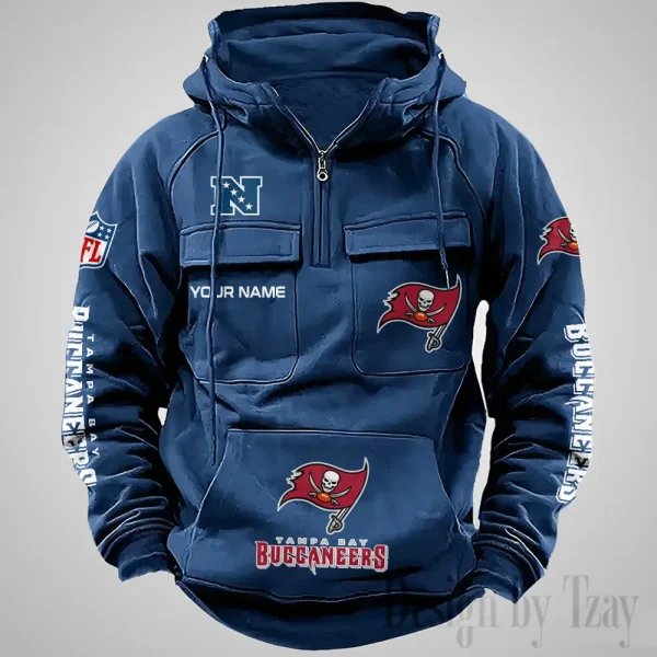 Tampa Bay Buccaneers Fashionable Outerwear Men's Autumn Winter Hooded Sweatshirt Cool Motorcycle Shirt AZVMHD1051 - Image 2