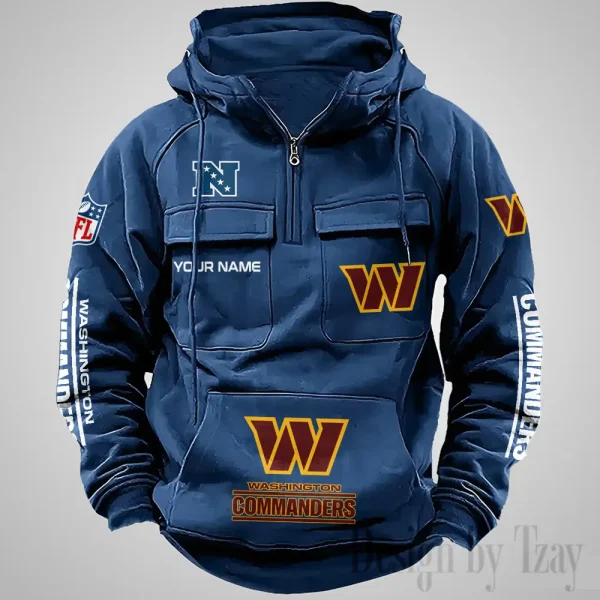 Washington Commanders Fashionable Outerwear Men's Autumn Winter Hooded Sweatshirt Cool Motorcycle Shirt AZVMHD1053 - Image 3