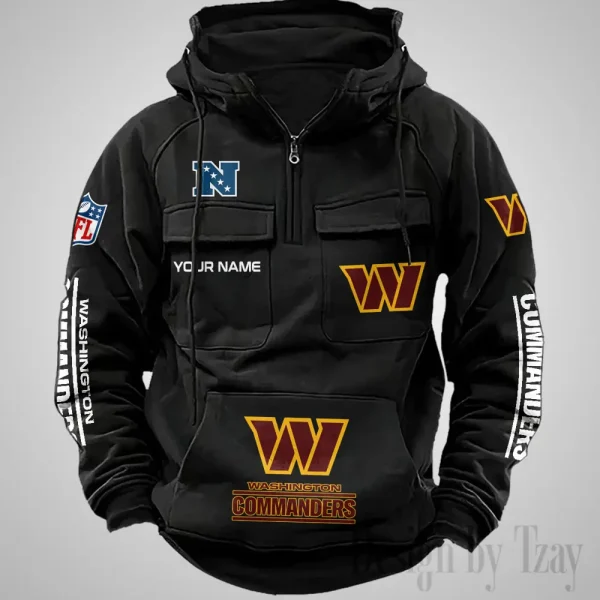 Washington Commanders Fashionable Outerwear Men's Autumn Winter Hooded Sweatshirt Cool Motorcycle Shirt AZVMHD1053 - Image 4