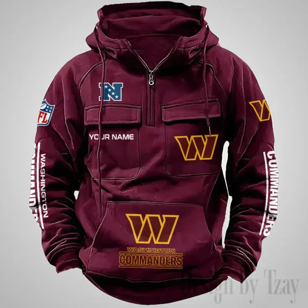Washington Commanders Fashionable Outerwear Men's Autumn Winter Hooded Sweatshirt Cool Motorcycle Shirt AZVMHD1053 - Image 5