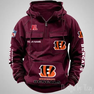 Cincinnati Bengals Fashionable Outerwear Men's Autumn Winter Hooded Sweatshirt Cool Motorcycle Shirt AZVMHD1028