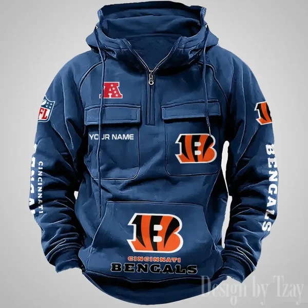 Cincinnati Bengals Fashionable Outerwear Men's Autumn Winter Hooded Sweatshirt Cool Motorcycle Shirt AZVMHD1028 - Image 2