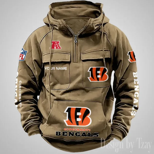 Cincinnati Bengals Fashionable Outerwear Men's Autumn Winter Hooded Sweatshirt Cool Motorcycle Shirt AZVMHD1028 - Image 3