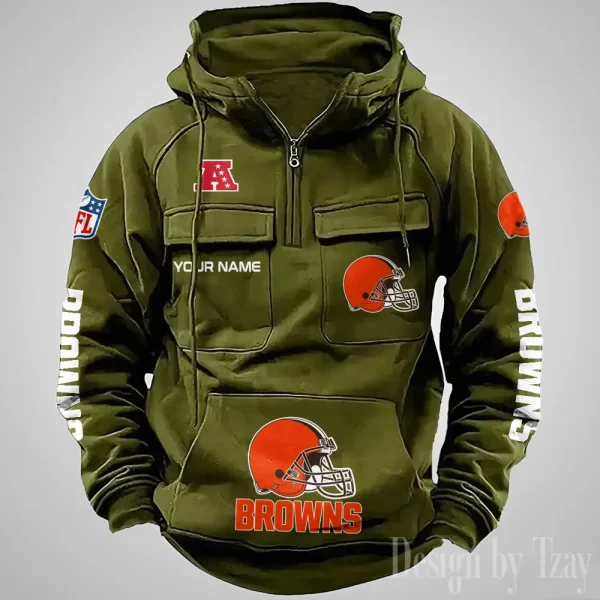 Cleveland Browns Fashionable Outerwear Men's Autumn Winter Hooded Sweatshirt Cool Motorcycle Shirt AZVMHD1029 - Image 4