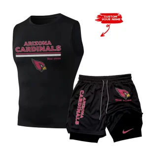 Arizona Cardinals Tank Tops Vest Sleeveless and Outdoor Casual Training Sports Shorts 2-in-1 Double-Layer Shorts For Men SPTMODS001