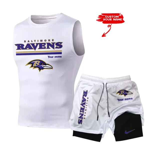 Baltimore Ravens Tank Tops Vest Sleeveless and Outdoor Casual Training Sports Shorts 2-in-1 Double-Layer Shorts For Men SPTMODS003 - Image 3