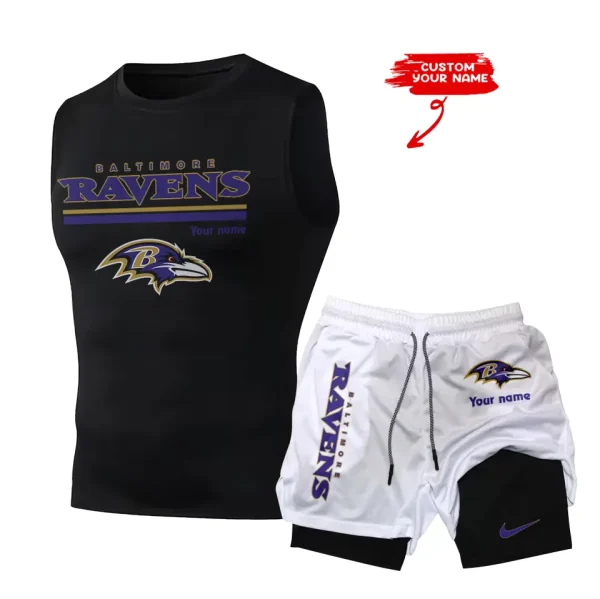 Baltimore Ravens Tank Tops Vest Sleeveless and Outdoor Casual Training Sports Shorts 2-in-1 Double-Layer Shorts For Men SPTMODS003 - Image 5