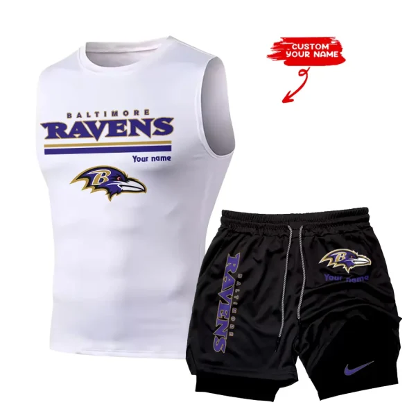 Baltimore Ravens Tank Tops Vest Sleeveless and Outdoor Casual Training Sports Shorts 2-in-1 Double-Layer Shorts For Men SPTMODS003 - Image 6