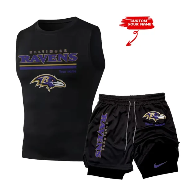 Baltimore Ravens Tank Tops Vest Sleeveless and Outdoor Casual Training Sports Shorts 2-in-1 Double-Layer Shorts For Men SPTMODS003 - Image 7