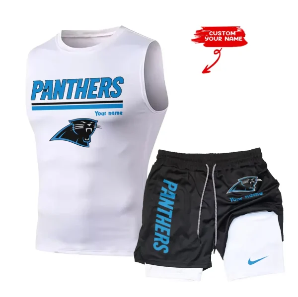 Carolina Panthers Tank Tops Vest Sleeveless and Outdoor Casual Training Sports Shorts 2-in-1 Double-Layer Shorts For Men SPTMODS005 - Image 2