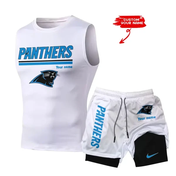Carolina Panthers Tank Tops Vest Sleeveless and Outdoor Casual Training Sports Shorts 2-in-1 Double-Layer Shorts For Men SPTMODS005 - Image 4