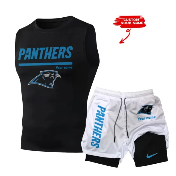 Carolina Panthers Tank Tops Vest Sleeveless and Outdoor Casual Training Sports Shorts 2-in-1 Double-Layer Shorts For Men SPTMODS005 - Image 5