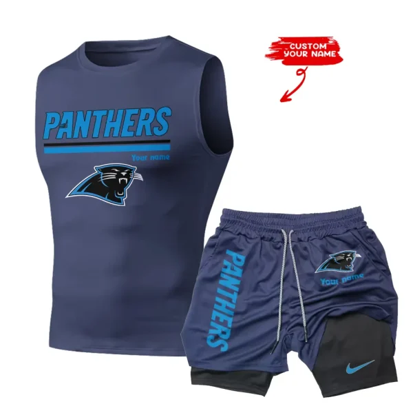 Carolina Panthers Tank Tops Vest Sleeveless and Outdoor Casual Training Sports Shorts 2-in-1 Double-Layer Shorts For Men SPTMODS005 - Image 6