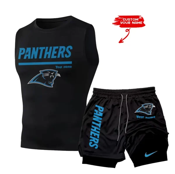 Carolina Panthers Tank Tops Vest Sleeveless and Outdoor Casual Training Sports Shorts 2-in-1 Double-Layer Shorts For Men SPTMODS005 - Image 7