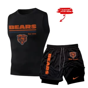 Chicago Bears Tank Tops Vest Sleeveless and Outdoor Casual Training Sports Shorts 2-in-1 Double-Layer Shorts For Men SPTMODS006