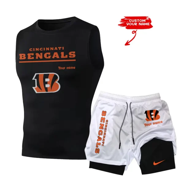 Cincinnati Bengals Tank Tops Vest Sleeveless and Outdoor Casual Training Sports Shorts 2-in-1 Double-Layer Shorts For Men SPTMODS007 - Image 5