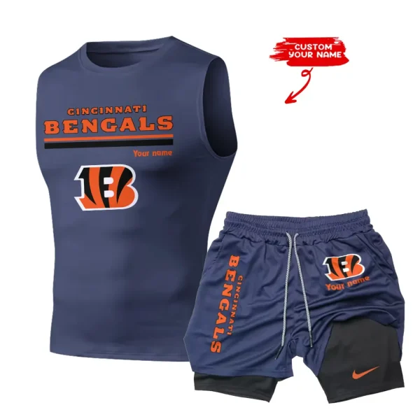 Cincinnati Bengals Tank Tops Vest Sleeveless and Outdoor Casual Training Sports Shorts 2-in-1 Double-Layer Shorts For Men SPTMODS007 - Image 6