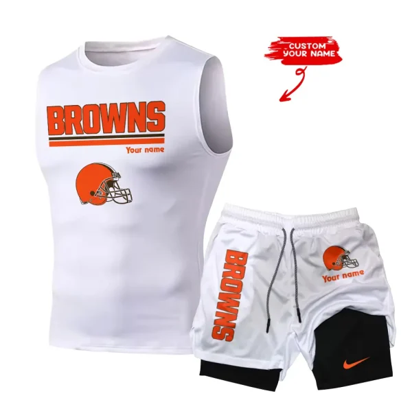 Cleveland Browns Tank Tops Vest Sleeveless and Outdoor Casual Training Sports Shorts 2-in-1 Double-Layer Shorts For Men SPTMODS008 - Image 5