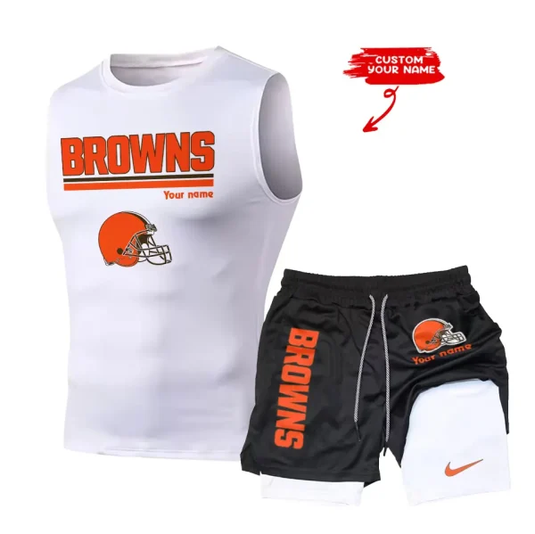 Cleveland Browns Tank Tops Vest Sleeveless and Outdoor Casual Training Sports Shorts 2-in-1 Double-Layer Shorts For Men SPTMODS008 - Image 7