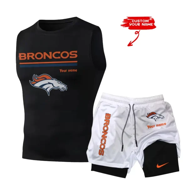 Denver Broncos Tank Tops Vest Sleeveless and Outdoor Casual Training Sports Shorts 2-in-1 Double-Layer Shorts For Men SPTMODS010 - Image 4