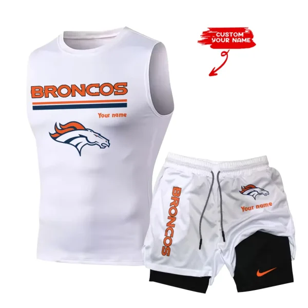 Denver Broncos Tank Tops Vest Sleeveless and Outdoor Casual Training Sports Shorts 2-in-1 Double-Layer Shorts For Men SPTMODS010 - Image 5