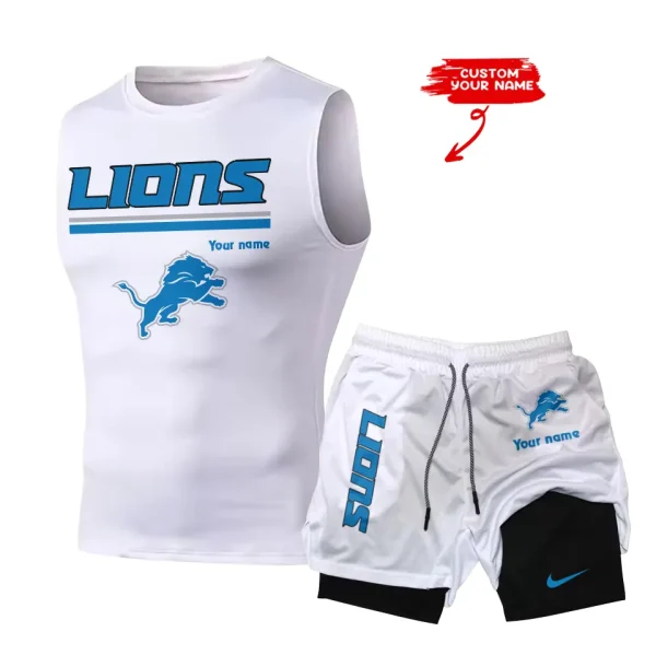 Detroit Lions Tank Tops Vest Sleeveless and Outdoor Casual Training Sports Shorts 2-in-1 Double-Layer Shorts For Men SPTMODS011 - Image 4