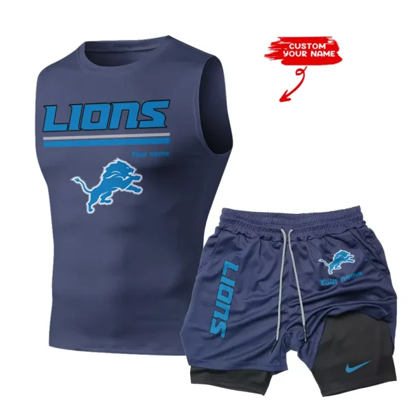 Detroit Lions Tank Tops Vest Sleeveless and Outdoor Casual Training Sports Shorts 2-in-1 Double-Layer Shorts For Men SPTMODS011 - Image 6