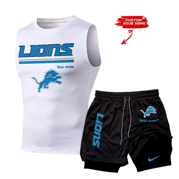 Detroit Lions Tank Tops Vest Sleeveless and Outdoor Casual Training Sports Shorts 2-in-1 Double-Layer Shorts For Men SPTMODS011 - Image 7