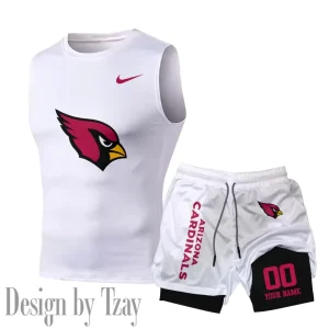 Arizona Cardinals Tank Tops Vest Sleeveless and Outdoor Casual Training Sports Shorts 2-in-1 Double-Layer Shorts For Men SPTMODS034