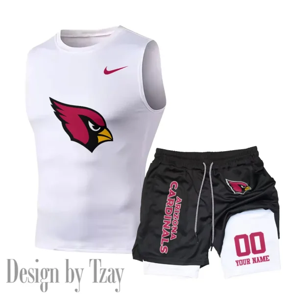 Arizona Cardinals Tank Tops Vest Sleeveless and Outdoor Casual Training Sports Shorts 2-in-1 Double-Layer Shorts For Men SPTMODS034 - Image 2