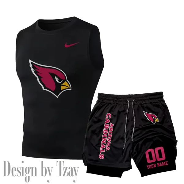 Arizona Cardinals Tank Tops Vest Sleeveless and Outdoor Casual Training Sports Shorts 2-in-1 Double-Layer Shorts For Men SPTMODS034 - Image 3