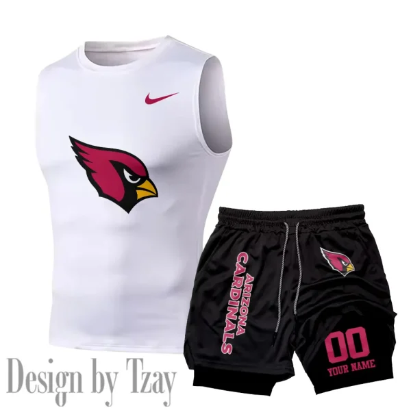 Arizona Cardinals Tank Tops Vest Sleeveless and Outdoor Casual Training Sports Shorts 2-in-1 Double-Layer Shorts For Men SPTMODS034 - Image 4