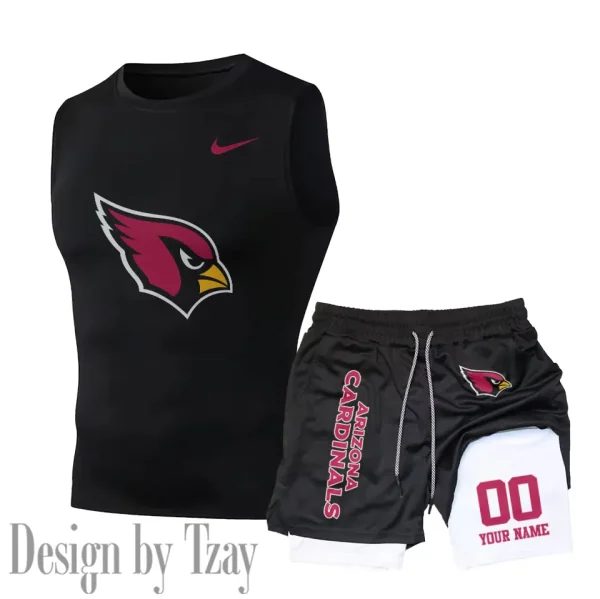 Arizona Cardinals Tank Tops Vest Sleeveless and Outdoor Casual Training Sports Shorts 2-in-1 Double-Layer Shorts For Men SPTMODS034 - Image 7