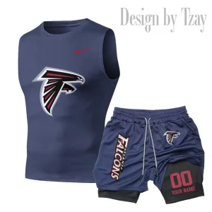 Atlanta Falcons Tank Tops Vest Sleeveless and Outdoor Casual Training Sports Shorts 2-in-1 Double-Layer Shorts For Men SPTMODS035
