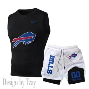 Buffalo Bills Tank Tops Vest Sleeveless and Outdoor Casual Training Sports Shorts 2-in-1 Double-Layer Shorts For Men SPTMODS037