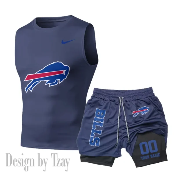 Buffalo Bills Tank Tops Vest Sleeveless and Outdoor Casual Training Sports Shorts 2-in-1 Double-Layer Shorts For Men SPTMODS037 - Image 2