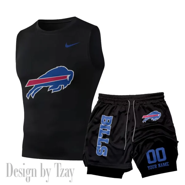 Buffalo Bills Tank Tops Vest Sleeveless and Outdoor Casual Training Sports Shorts 2-in-1 Double-Layer Shorts For Men SPTMODS037 - Image 4