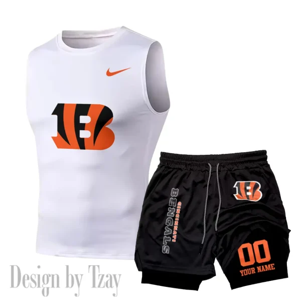 Cincinnati Bengals Tank Tops Vest Sleeveless and Outdoor Casual Training Sports Shorts 2-in-1 Double-Layer Shorts For Men SPTMODS040 - Image 2