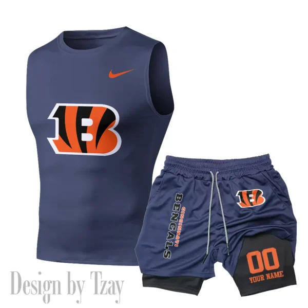 Cincinnati Bengals Tank Tops Vest Sleeveless and Outdoor Casual Training Sports Shorts 2-in-1 Double-Layer Shorts For Men SPTMODS040 - Image 5