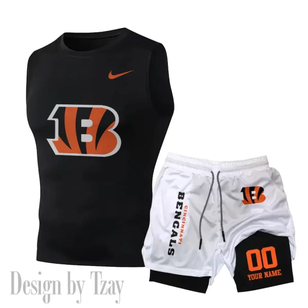 Cincinnati Bengals Tank Tops Vest Sleeveless and Outdoor Casual Training Sports Shorts 2-in-1 Double-Layer Shorts For Men SPTMODS040 - Image 6