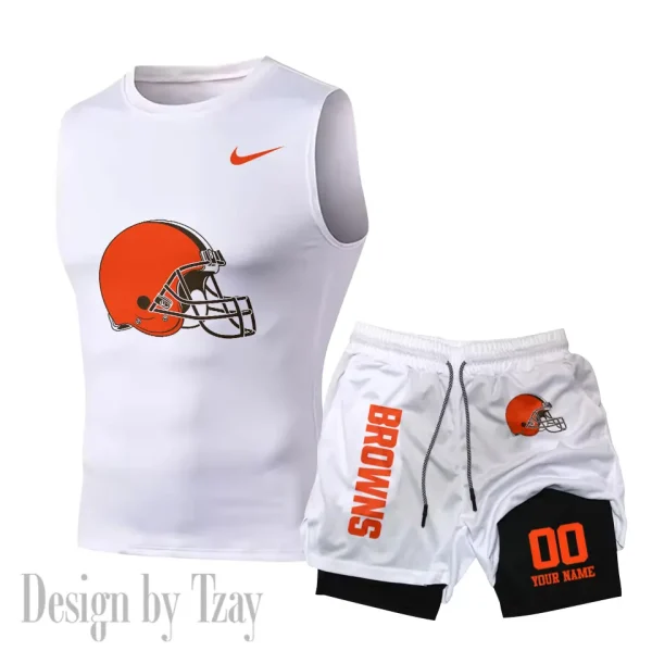 Cleveland Browns Tank Tops Vest Sleeveless and Outdoor Casual Training Sports Shorts 2-in-1 Double-Layer Shorts For Men SPTMODS041 - Image 2