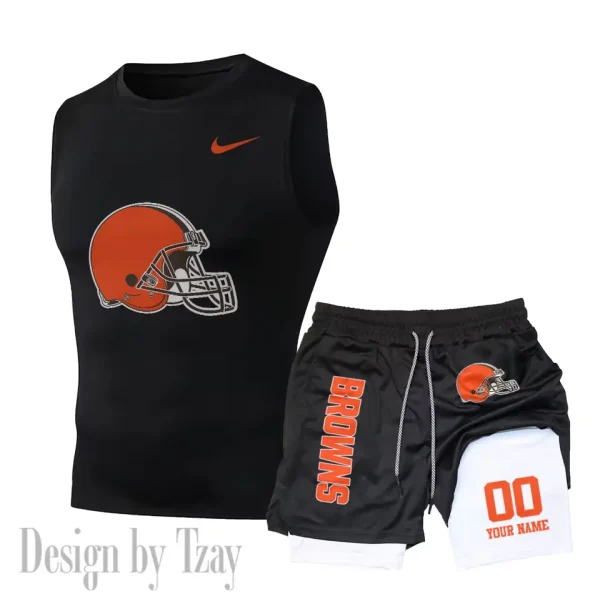 Cleveland Browns Tank Tops Vest Sleeveless and Outdoor Casual Training Sports Shorts 2-in-1 Double-Layer Shorts For Men SPTMODS041 - Image 5