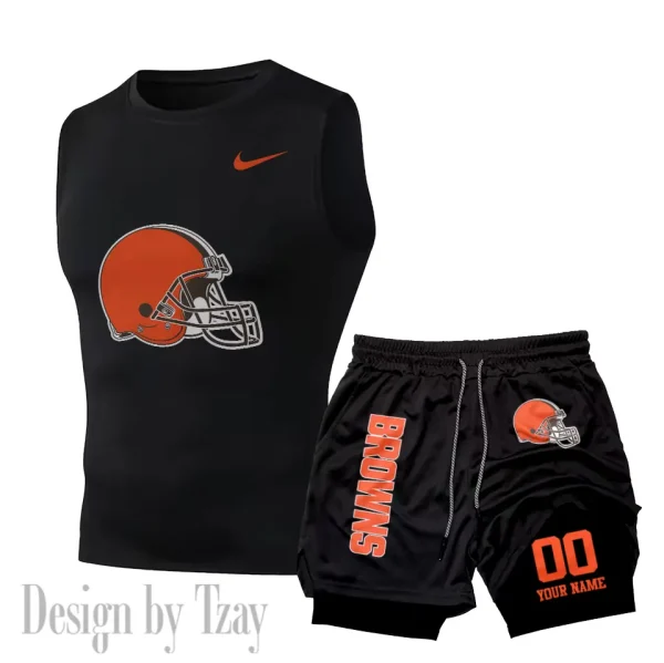 Cleveland Browns Tank Tops Vest Sleeveless and Outdoor Casual Training Sports Shorts 2-in-1 Double-Layer Shorts For Men SPTMODS041 - Image 6