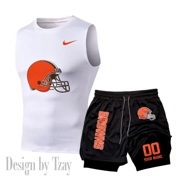 Cleveland Browns Tank Tops Vest Sleeveless and Outdoor Casual Training Sports Shorts 2-in-1 Double-Layer Shorts For Men SPTMODS041 - Image 7