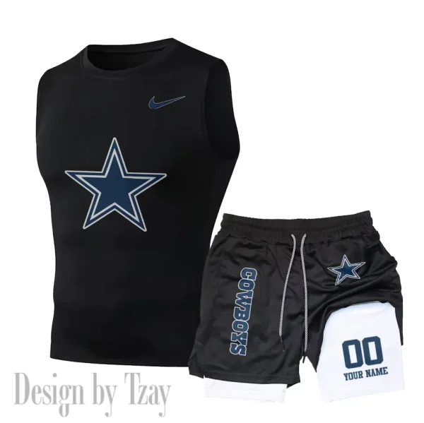 Dallas Cowboys Tank Tops Vest Sleeveless and Outdoor Casual Training Sports Shorts 2-in-1 Double-Layer Shorts For Men SPTMODS042 - Image 2