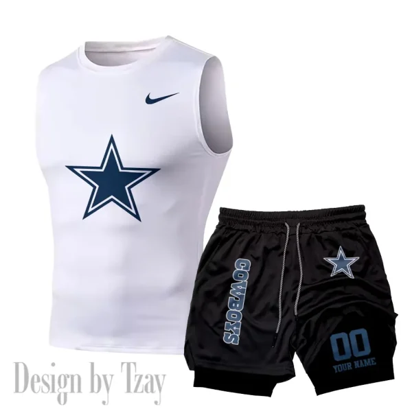 Dallas Cowboys Tank Tops Vest Sleeveless and Outdoor Casual Training Sports Shorts 2-in-1 Double-Layer Shorts For Men SPTMODS042 - Image 3