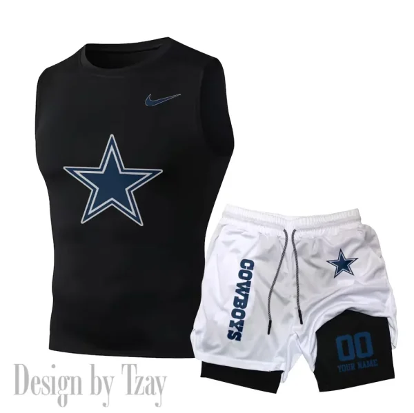 Dallas Cowboys Tank Tops Vest Sleeveless and Outdoor Casual Training Sports Shorts 2-in-1 Double-Layer Shorts For Men SPTMODS042 - Image 4