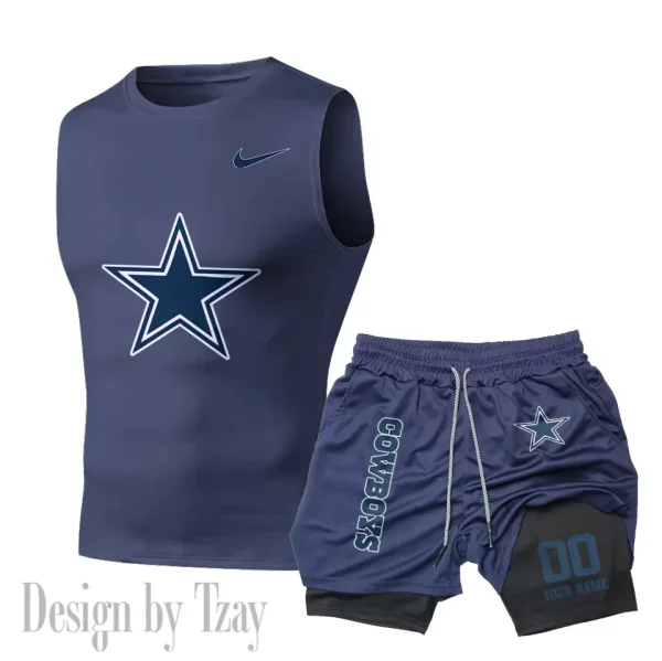 Dallas Cowboys Tank Tops Vest Sleeveless and Outdoor Casual Training Sports Shorts 2-in-1 Double-Layer Shorts For Men SPTMODS042 - Image 5
