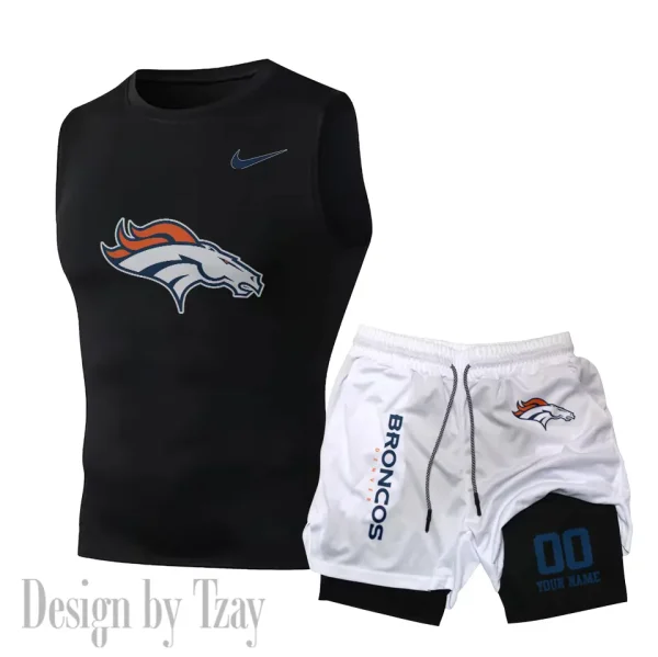 Denver Broncos Tank Tops Vest Sleeveless and Outdoor Casual Training Sports Shorts 2-in-1 Double-Layer Shorts For Men SPTMODS043 - Image 5